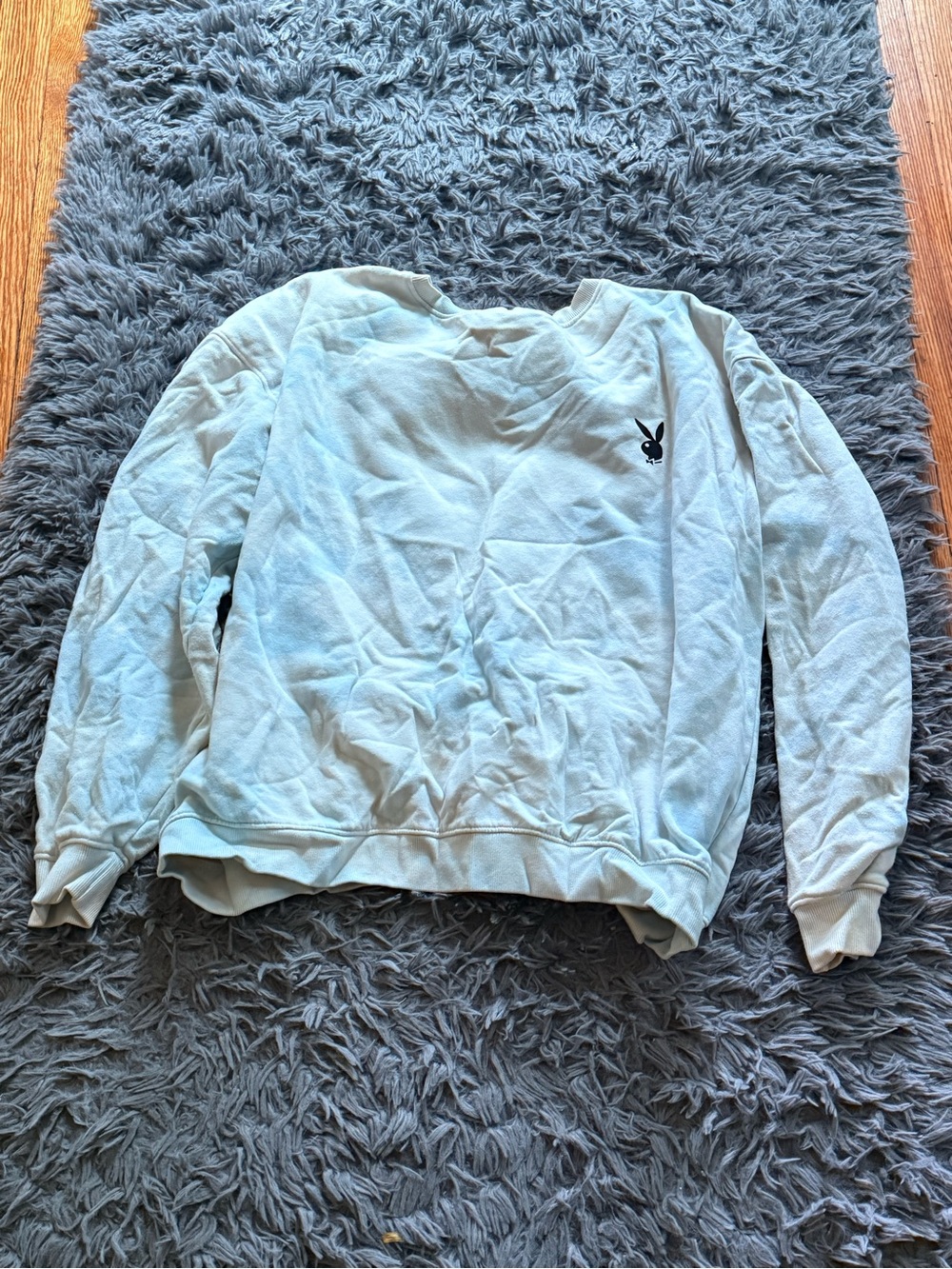 PLAYBOY Pale Blue Pullover Sweatshirt with Black Bunny Logo